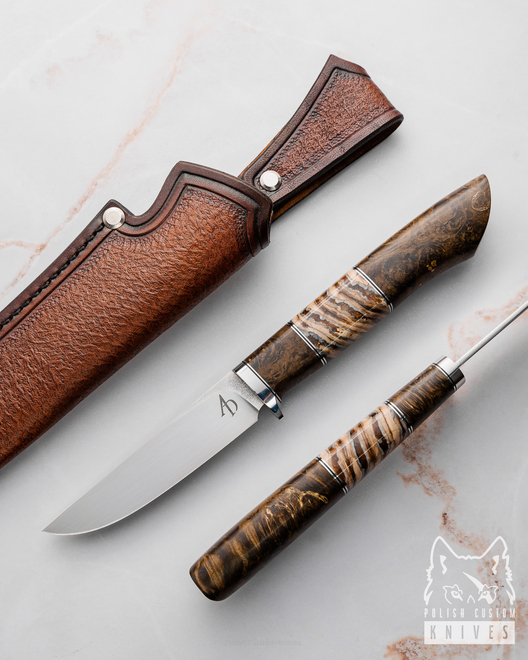 HUNTING KNIFE NEEDLE 1 M390 MAMMOTH STABILIZED WOOD AD