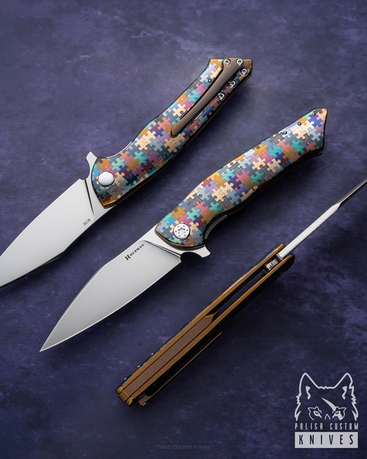 FOLDING KNIFE FOLDER BEE #0181 M398 PUZZLE HERMAN KNIVES