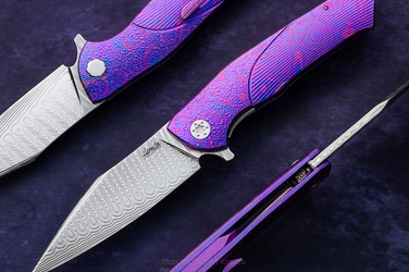 FOLDING KNIFE FOLDER BEE 4 DAMASTEEL TIMASCUS FULL DRESS HERMAN KNIVES