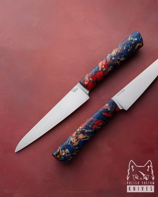 KITCHEN KNIFE HANDY PETTY 120 18 K110 STABILIZED BLUE MAPLE PABIS KNIVES