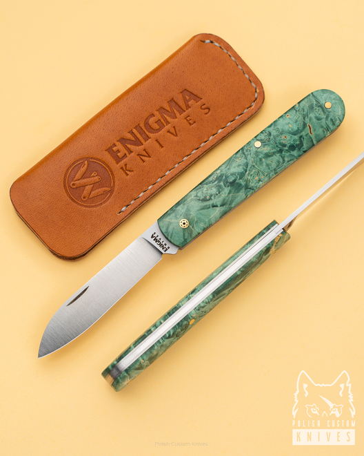 SLIPJOINT KNIFE ENIGMA KNIVES 15 WITH LEATHER POUCH