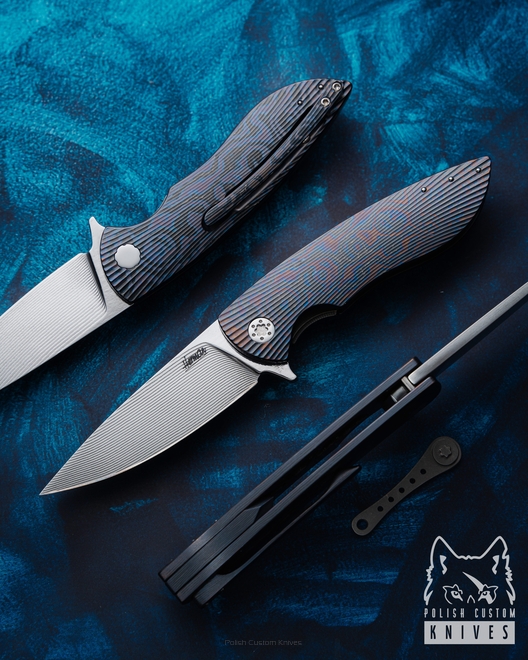 FOLDING KNIFE FOLDER MICRO STING 2 BLACK TIMASCUS ALLEIMA FULL DRESS HERMAN KNIVES