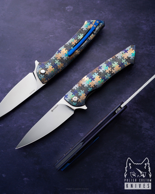 FOLDING KNIFE FOLDER SLIM #0638 MAGNACUT PUZZLE HERMAN KNIVES