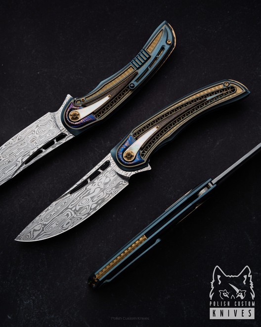 FOLDING KNIFE FOLDER AVIATOR BIFROST #18 DAMASTEEL LESBAR KNIVES