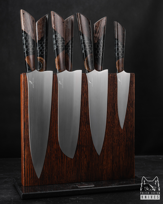 EXCLUSIVE SET OF SEVEN KITCHEN KNIVES 1 M390 PIÓRO KNIVES
