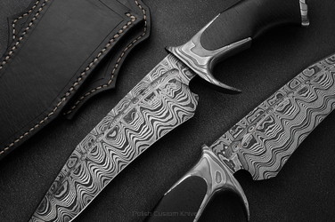 SURVIVAL TACTICAL KNIFE AGNAR 2 DAMASCUS BLACK OAK SIMON'S KNIVES