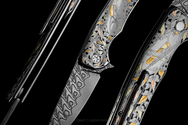 FOLDING KNIFE FOLDER SLIM 1 Z 1 "BEETLE & GRASSHOPPER" ENGRAVED BY MT. CHIMWAI HERMAN KNIVES