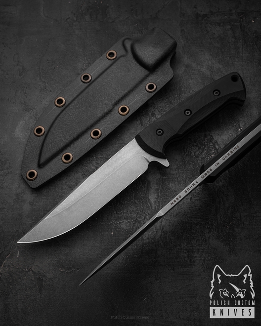 LARGE TACTICAL KNIFE INGUL 1 BLACK N690 GREG FORGE