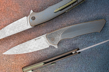 FOLDING KNIFE FOLDER SLIM #0713 DAMASTEEL HALF DRESS HERMAN KNIVES