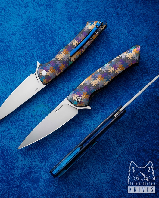 FOLDING KNIFE FOLDER SLIM #0480 M390 PUZZLE HERMAN KNIVES