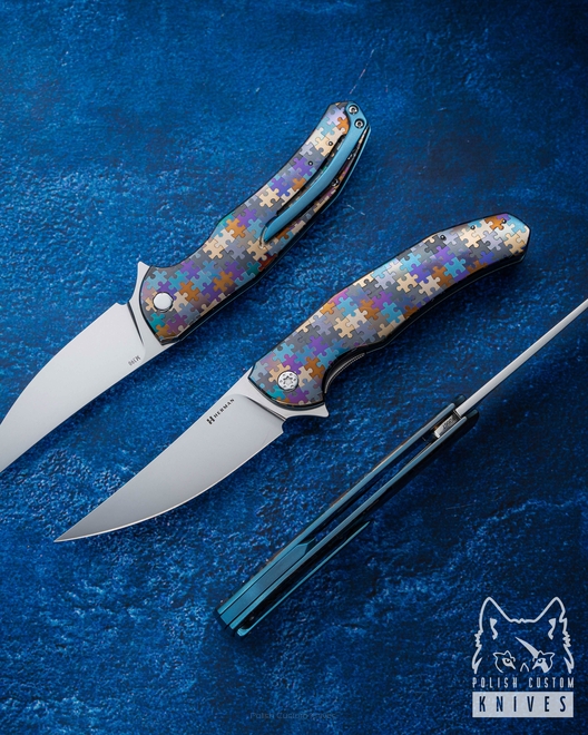 FOLDING KNIFE FOLDER ISHTAR #0667 M390 PUZZLE HERMAN KNIVES