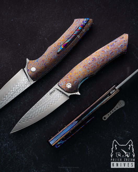 FOLDING KNIFE FOLDER SLIM 5 BLACK TIMASCUS DAMACORE HERMAN