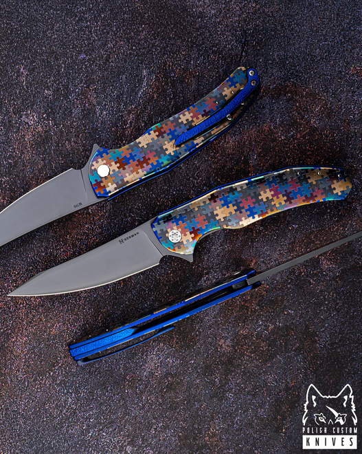 FOLDING KNIFE FOLDER ISHTAR #0828 M390 PUZZLE HERMAN KNIVES
