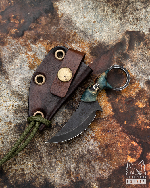NECK KNIFE SULTAN STABILIZED WOOD BLACK PIN