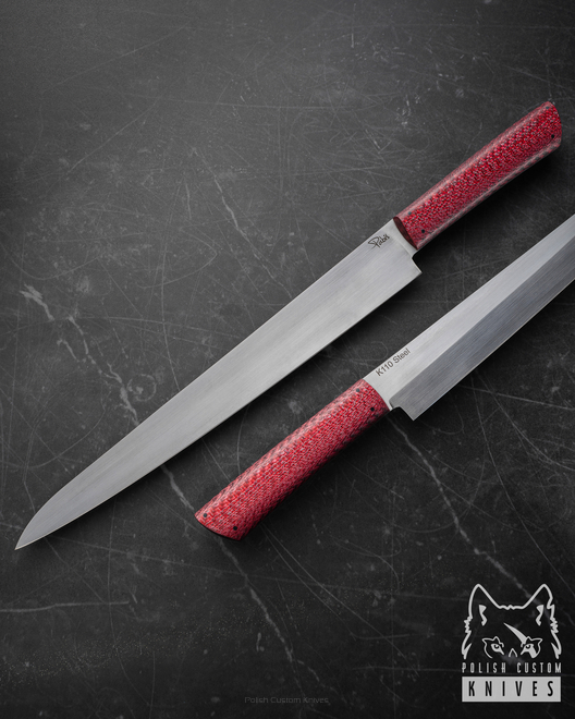 KITCHEN KNIFE YANAGIBA 270 RIGHT HANDED 4 K110 RED TWIL PABIS