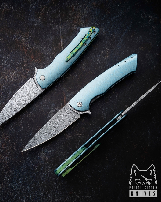 FOLDING KNIFE FOLDER SLIM #0485 TIMASCUS DAMASTEEL FULL DRESS HERMAN KNIVES