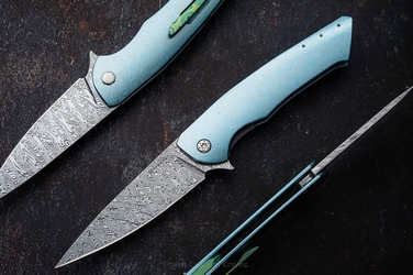 FOLDING KNIFE FOLDER SLIM #0485 TIMASCUS DAMASTEEL FULL DRESS HERMAN KNIVES