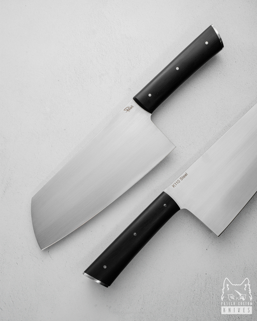 KITCHEN KNIFE CHOPPER ASIAN CLEVER 6 D2 K110 STABILIZED BLACK HORNBEAM PABIS