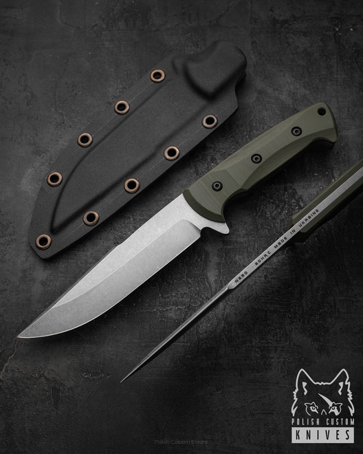 LARGE TACTICAL KNIFE INGUL 2 OLIVE N690 GREG FORGE