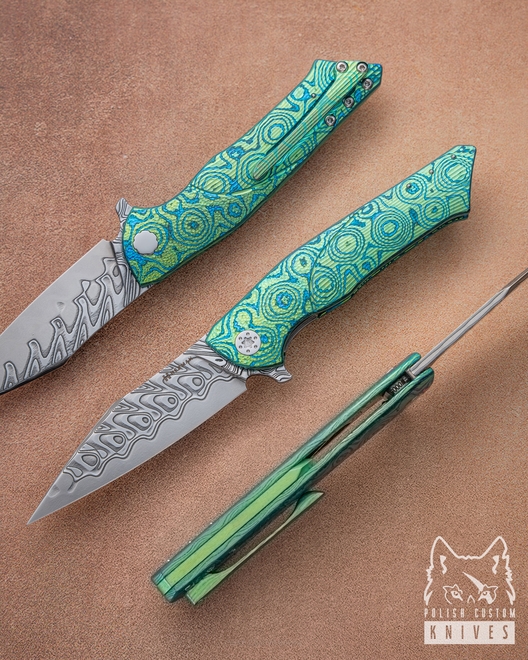 FOLDING KNIFE FOLDER BEE 5 TIMASCUS FULL DRESS HERMAN KNIVES