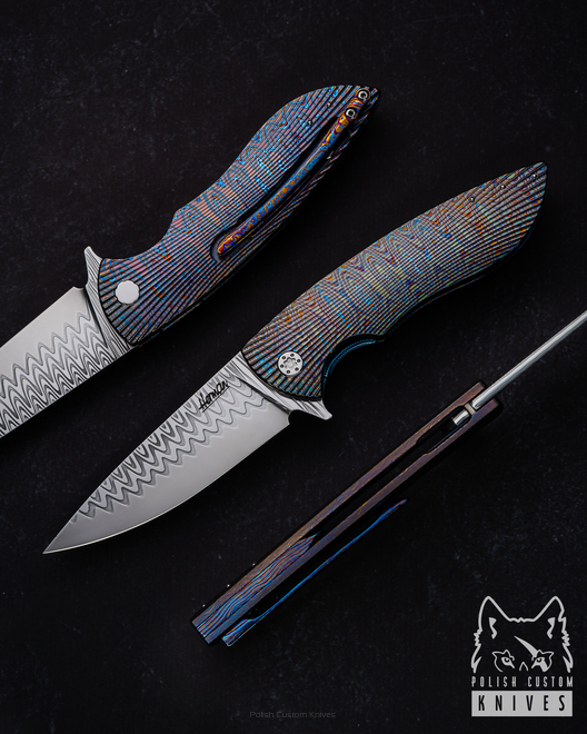 FOLDING KNIFE FOLDER STING 3 BLACK TIMASCUS DAMACORE HERMAN