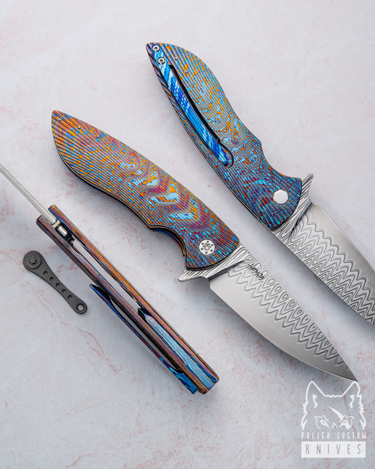 FOLDING KNIFE FOLDER STING 2 LEFTY DAMACORE TIMASCUS HERMAN