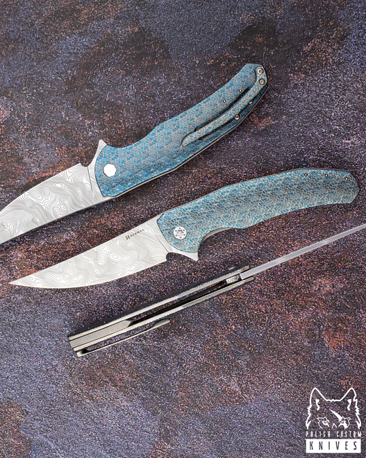 FOLDING KNIFE FOLDER ISHTAR #0874 DAMASTEEL TESSERACT HALF DRESS HERMAN KNIVES