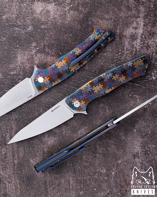 FOLDING KNIFE FOLDER SLIM #0505 RWL34 PUZZLE HERMAN KNIVES