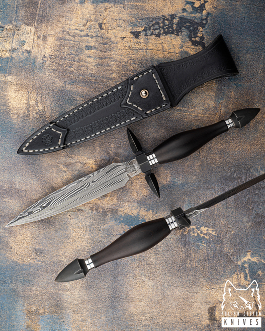 LARGE EXCLUSIVE COLLECTOR’S KNIFE GALLAE DAMASCUS SHEFFCUT & 15N20 WROAN KNIVES