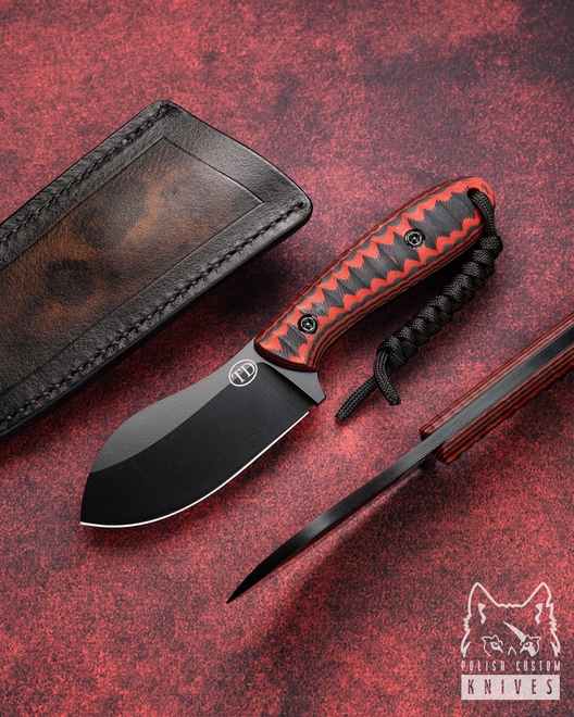 SURVIVAL KNIFE EDC NESSMUK BLACK PEARL 5 O2 K720 WITH LEATHER SHEATH TD