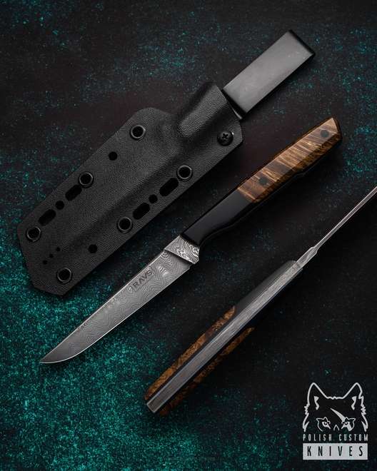 TACTICAL HUNTING KNIFE BARDO 1 DAMASCUS U10A / HWG STABILIZED WOOD JUMA RAVS