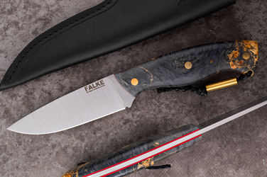 HUNTING KNIFE HUNTER INDIVIDUAL H386 K110 MAPLE BURL FALKE KNIVES