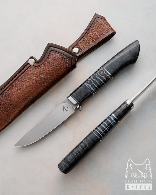 HUNTING KNIFE NEEDLE 2 M390 MAMMOTH STABILIZED WOOD AD