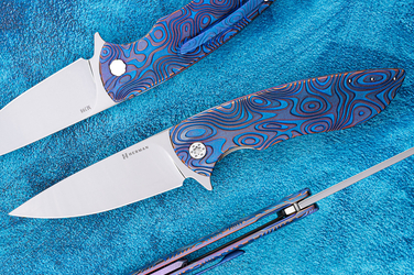 FOLDING KNIFE FOLDER STING #0907 M398 NEBULA RIPPLE HERMAN KNIVES