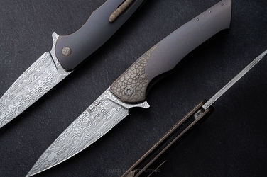 FOLDING KNIFE FOLDER SLIM #0669 DAMASTEEL HALF DRESS HERMAN KNVIES