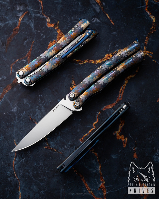 FOLDING KNIFE FOLDER MORPHO #0012 M390 PUZZLE HERMAN KNIVES