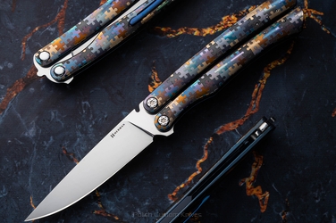 FOLDING KNIFE FOLDER MORPHO #0012 M390 PUZZLE HERMAN KNIVES