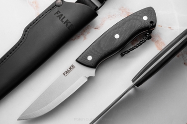 HUNTING KNIFE  EDC SCANDI BLACK S032 N690 FALKE KNIVES