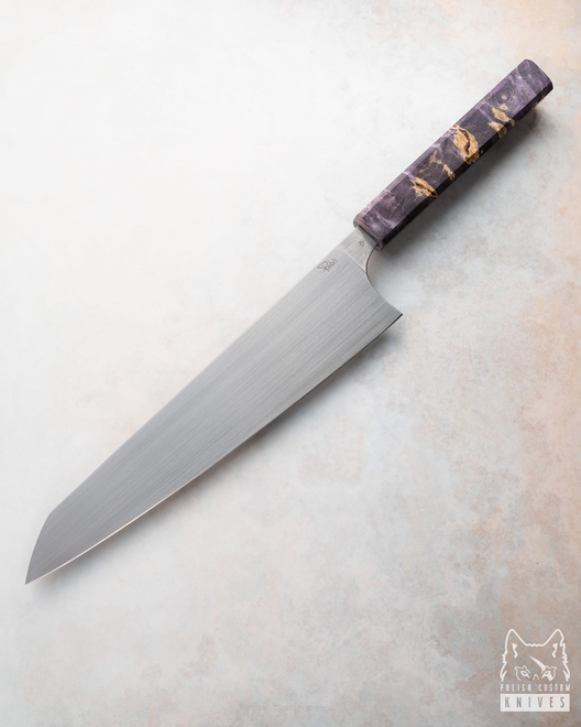 KITCHEN KNIFE GYUTO 240 9 ELMAX PURPLE STABILIZED MAPLE PABIŚ KNIVES
