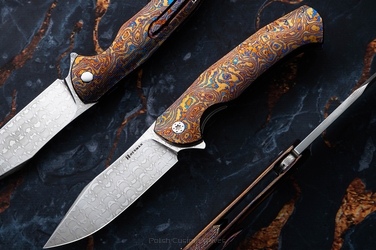 FOLDING KNIFE FOLDER MANTIS #0465 VEGAS FORGE TIMASCUS FULL DRESS HERMAN KNIVES