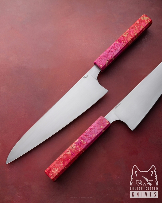 KITCHEN KNIFE GYUTO 210 20 K110 MAPLE PINK PABIS KNIVES