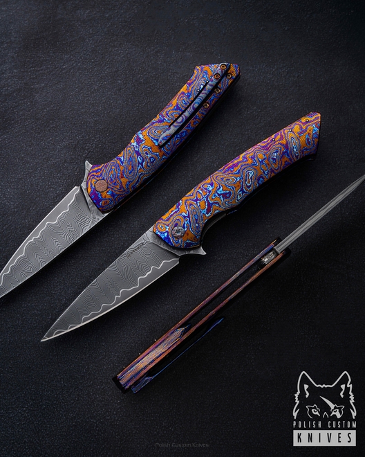 FOLDING KNIFE FOLDER SLIM #0484 GRIMACO TIMASCUS FULL DRESS HERMAN KNIVES
