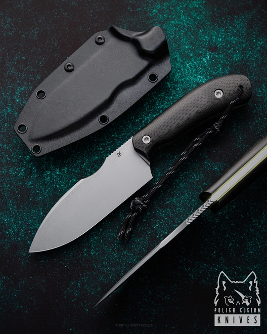 HUNTING SURVIVAL KNIFE EDC DODGER  17 CPM 3V CARBON FIBER AK