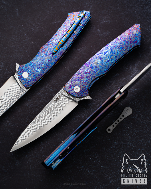 FOLDING KNIFE SLIM 1 BLACK TIMASCUS DAMACORE HERMAN