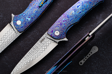 FOLDING KNIFE SLIM 1 BLACK TIMASCUS DAMACORE HERMAN