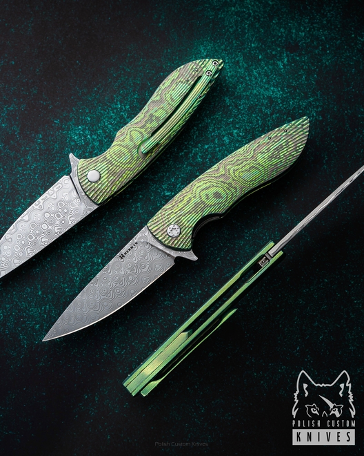 FOLDING KNIFE FOLDER STING #0731 TIMASCUS DAMASTEEL HERMAN KNIVES