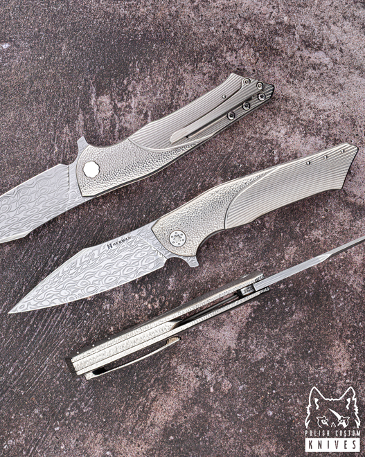 FOLDING KNIFE FOLDER BEE #0266 DAMASTEEL HALF DRESS HERMAN KNIVES