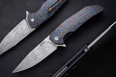 FOLDING KNIFE FOLDER DRAGONFLY #0369 BLACK TIMASCUS FULL DRESS HERMAN KNIVES