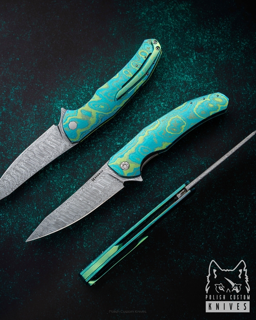 FOLDING KNIFE FOLDER ISHTAR #0681 TIMASCUS DAMASTEEL FULL DRESS HERMAN KNIVES