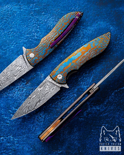 FOLDING KNIFE FOLDER STING 707 TIMASCUS DAMASTEEL FULL DRESS HERMAN KNIVES